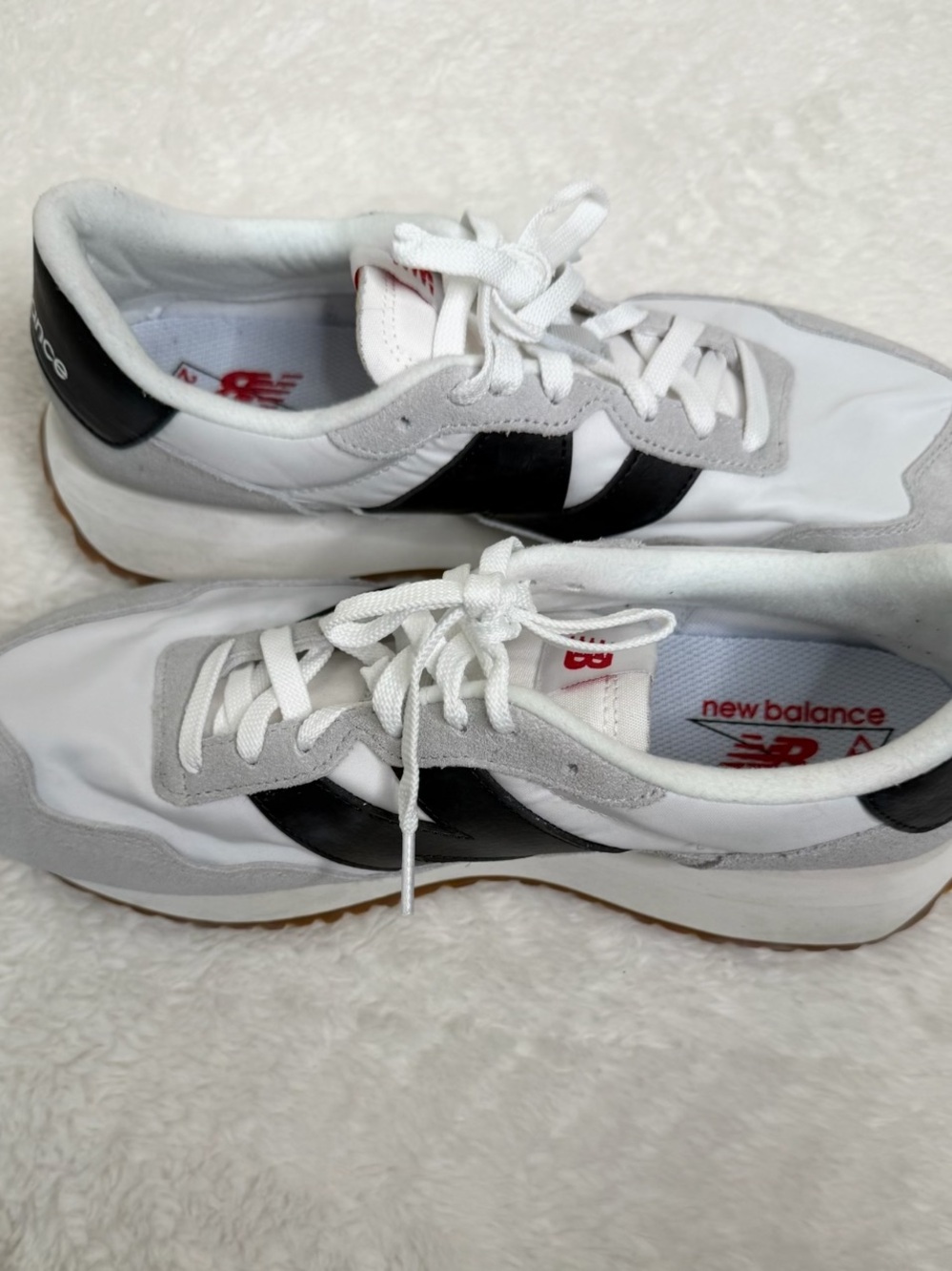 New Balance White Gray Black Retro Style Sneakers
